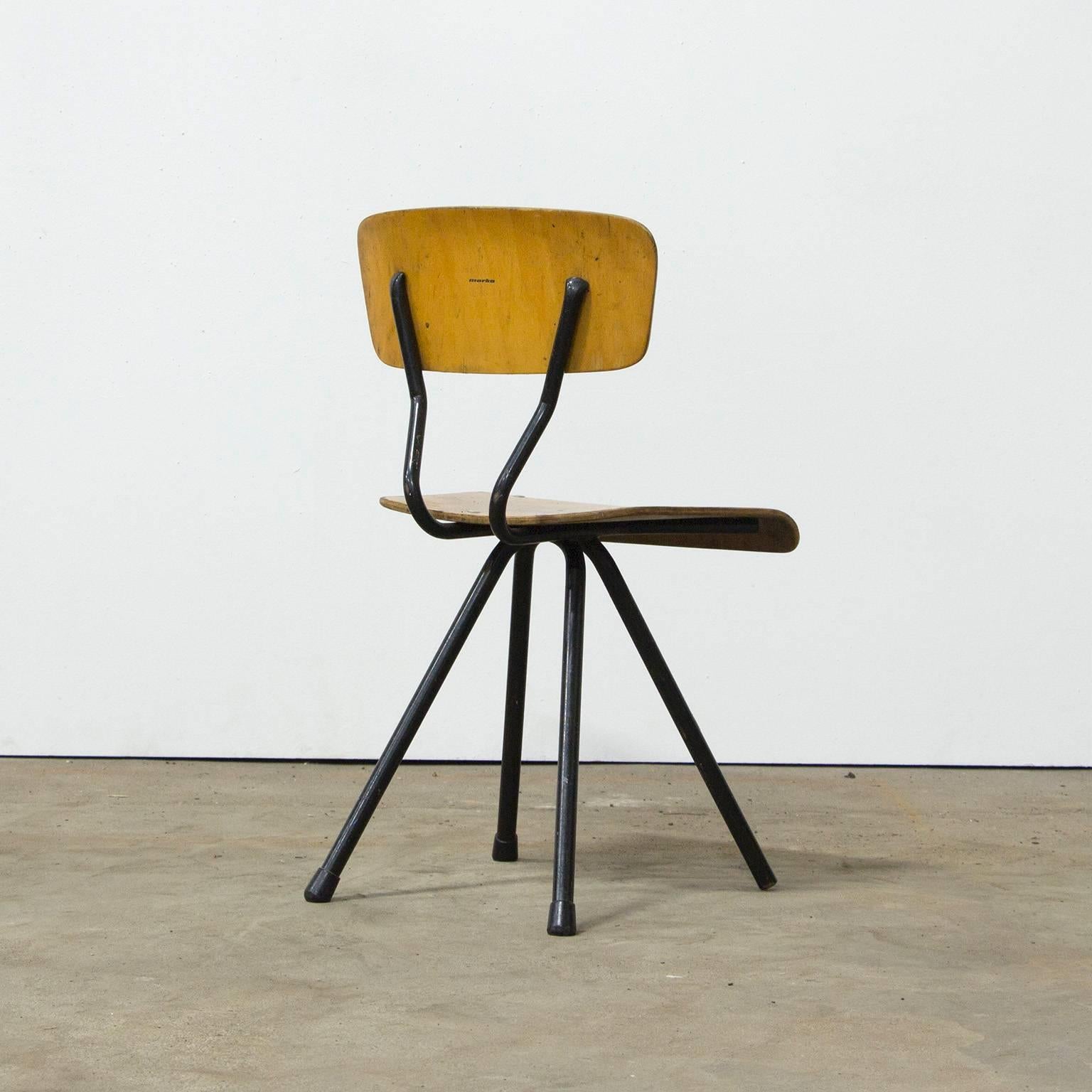 Industrial 1960s Children Chair, Plywood and Metal