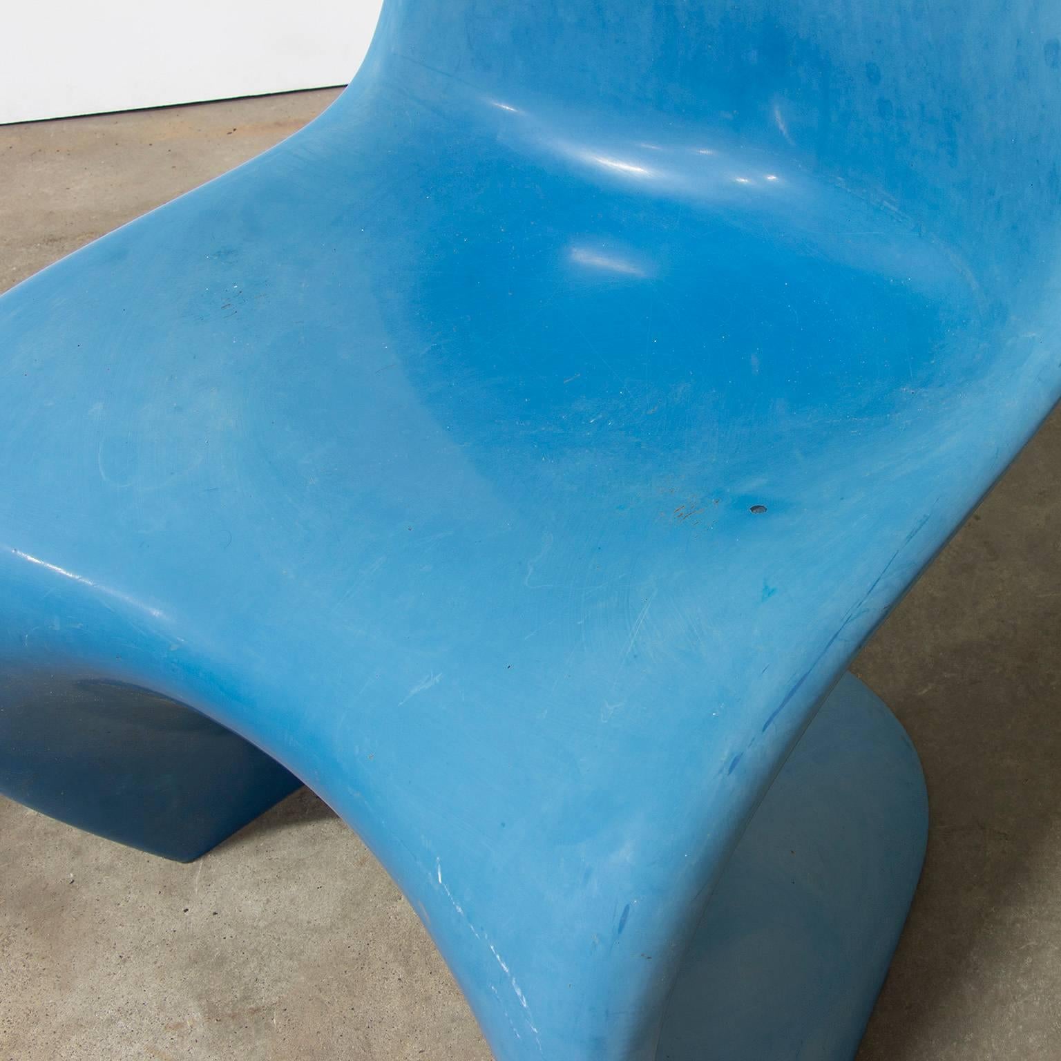 Scandinavian Modern 1965, Verner Panton, Two Stacking Chair 1st Herman Miller Edition, in Blue For Sale
