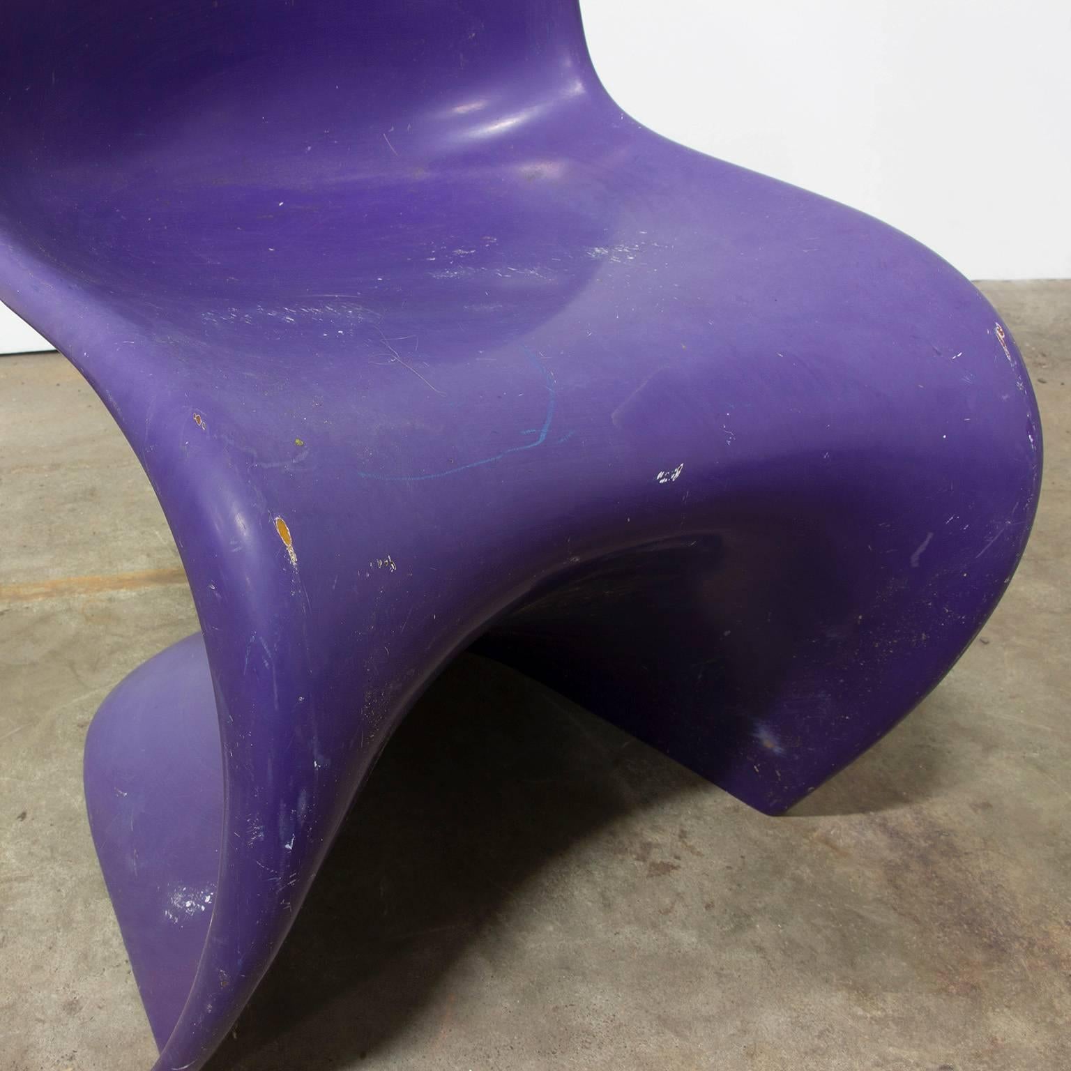 Scandinavian Modern 1965, Verner Panton, Rare Purple Stacking Chair 1st Herman Miller Edition For Sale
