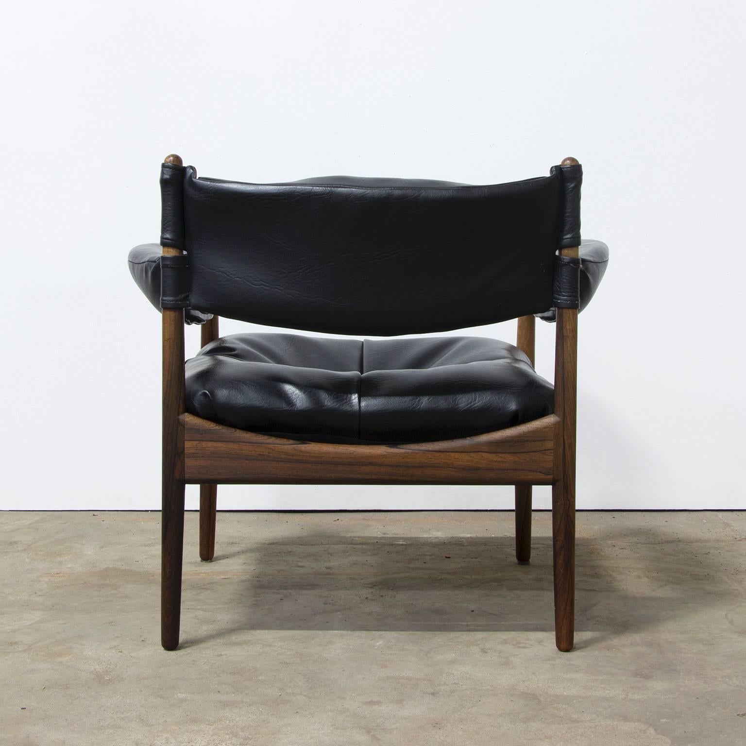 Scandinavian Modern 1963, Kristian Solmer Vedel, Modus Easy Chair, Black Leather for Soren Willadso