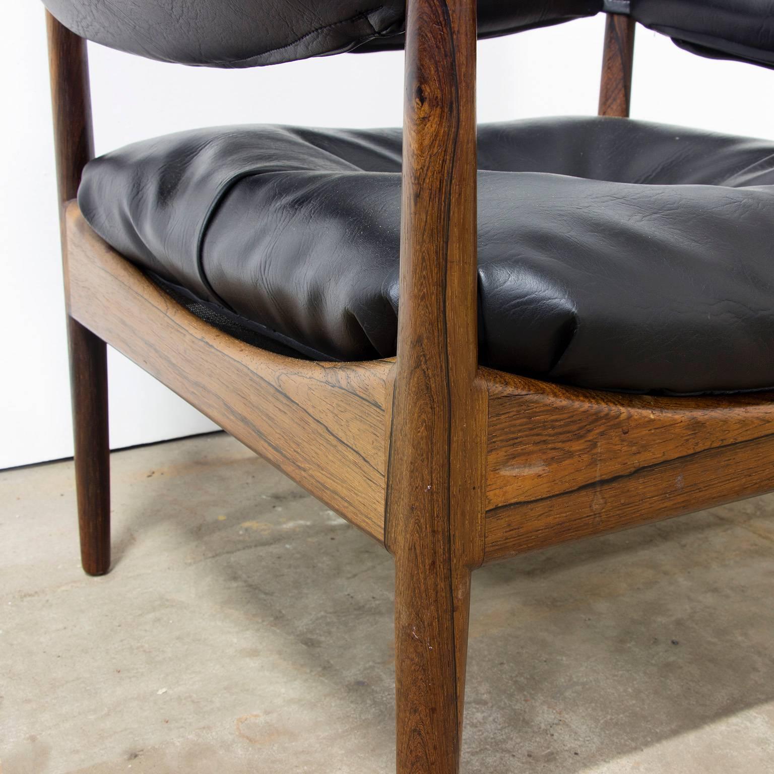 Mid-20th Century 1963, Kristian Solmer Vedel, Modus Easy Chair, Black Leather for Soren Willadso