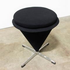 1958, Verner Panton, K3, Low Cone Stool Low for Rosenthal in Black Fabric
