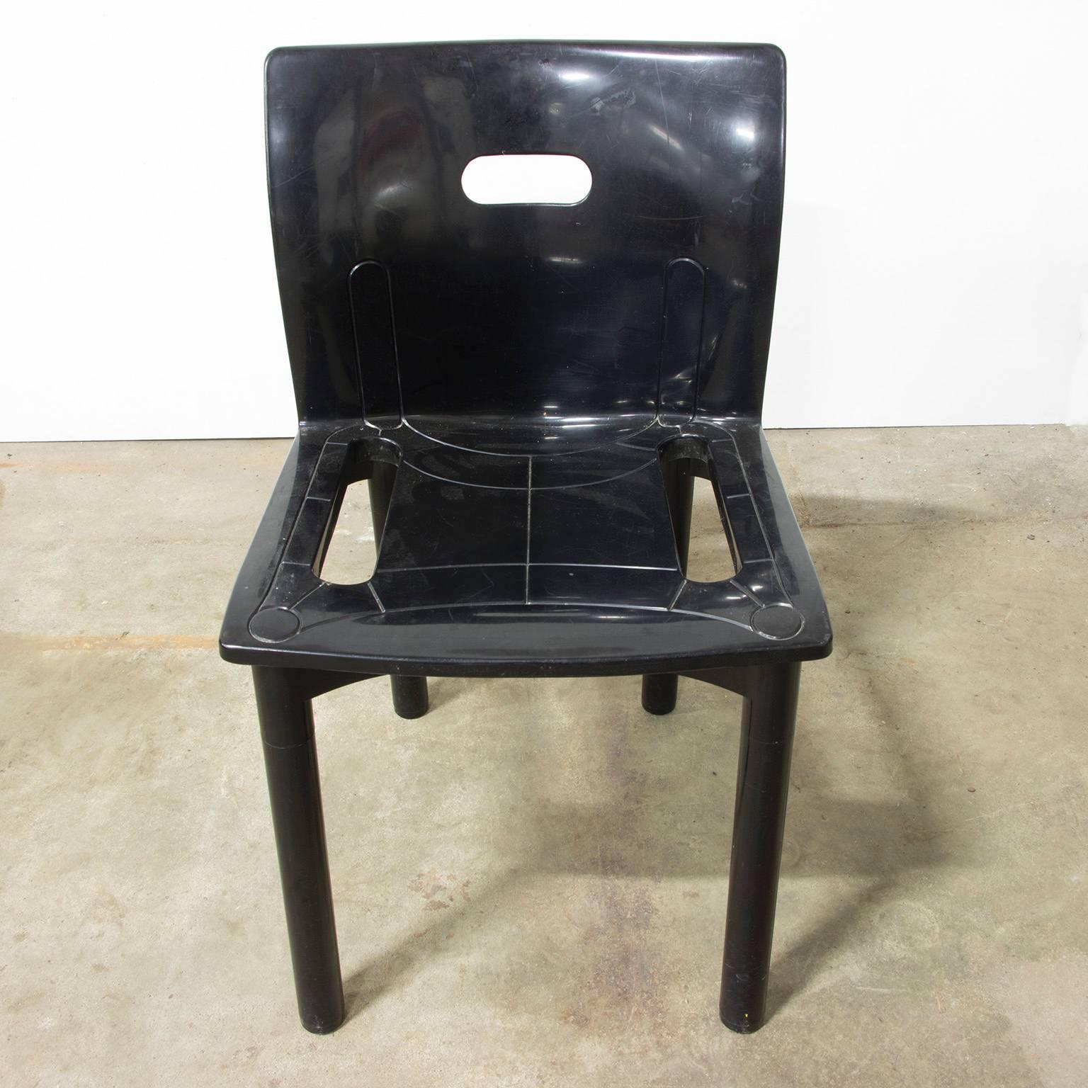 1986, Anna Castelli Ferrieri, Plastic Stacking Chairs 4870 for Kartell in Black 1