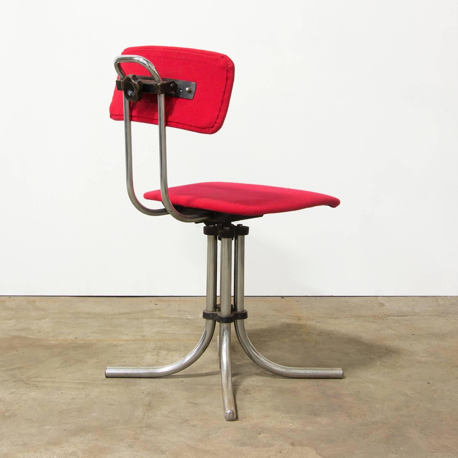 Industrial 1960s, Fana Metaal Schiedam, Adjustable Swivel Office Chair For Sale