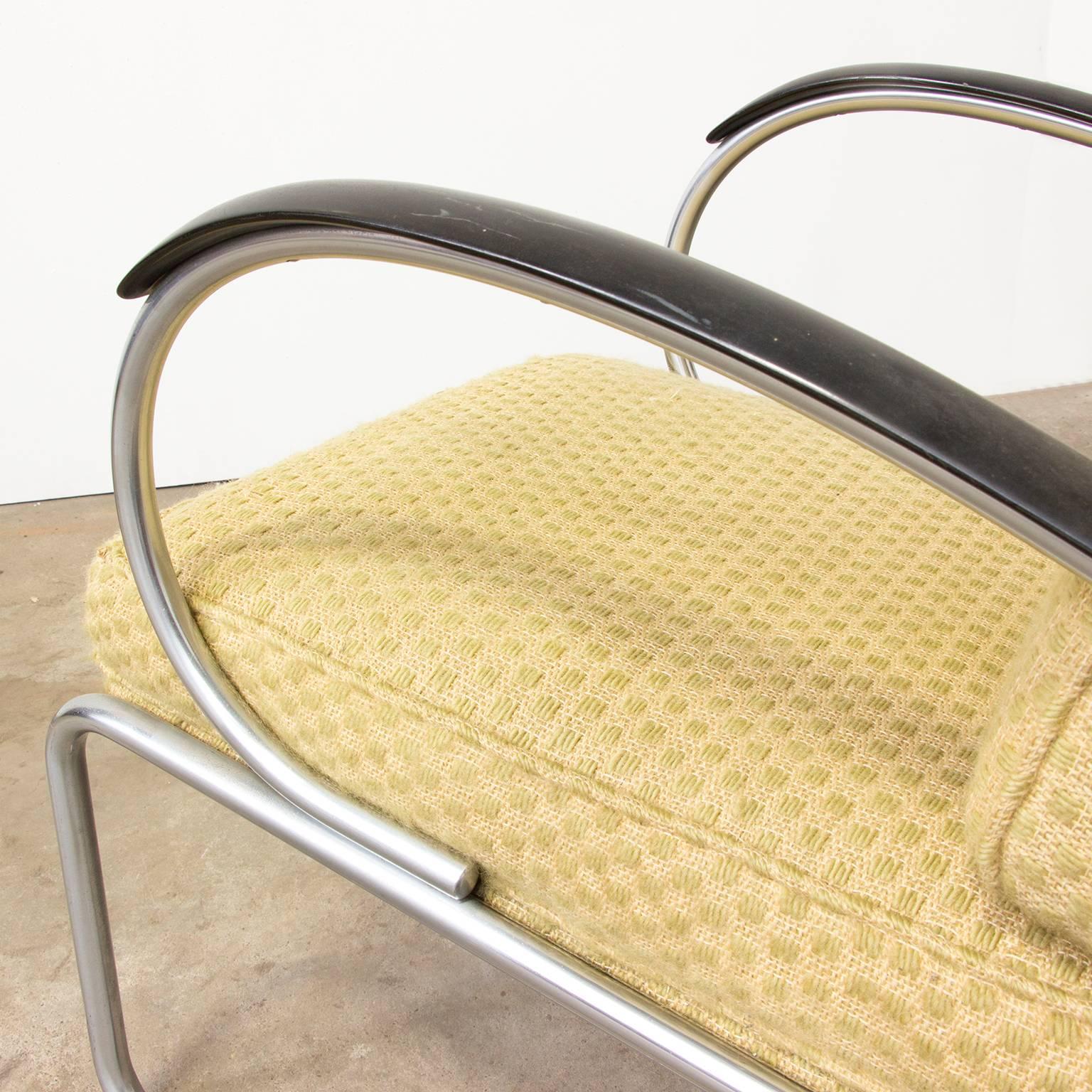 1933, W.H. Gispen pour Gispen Culemborg, fauteuil 409 en tissu conçu par Gispen en vente 1