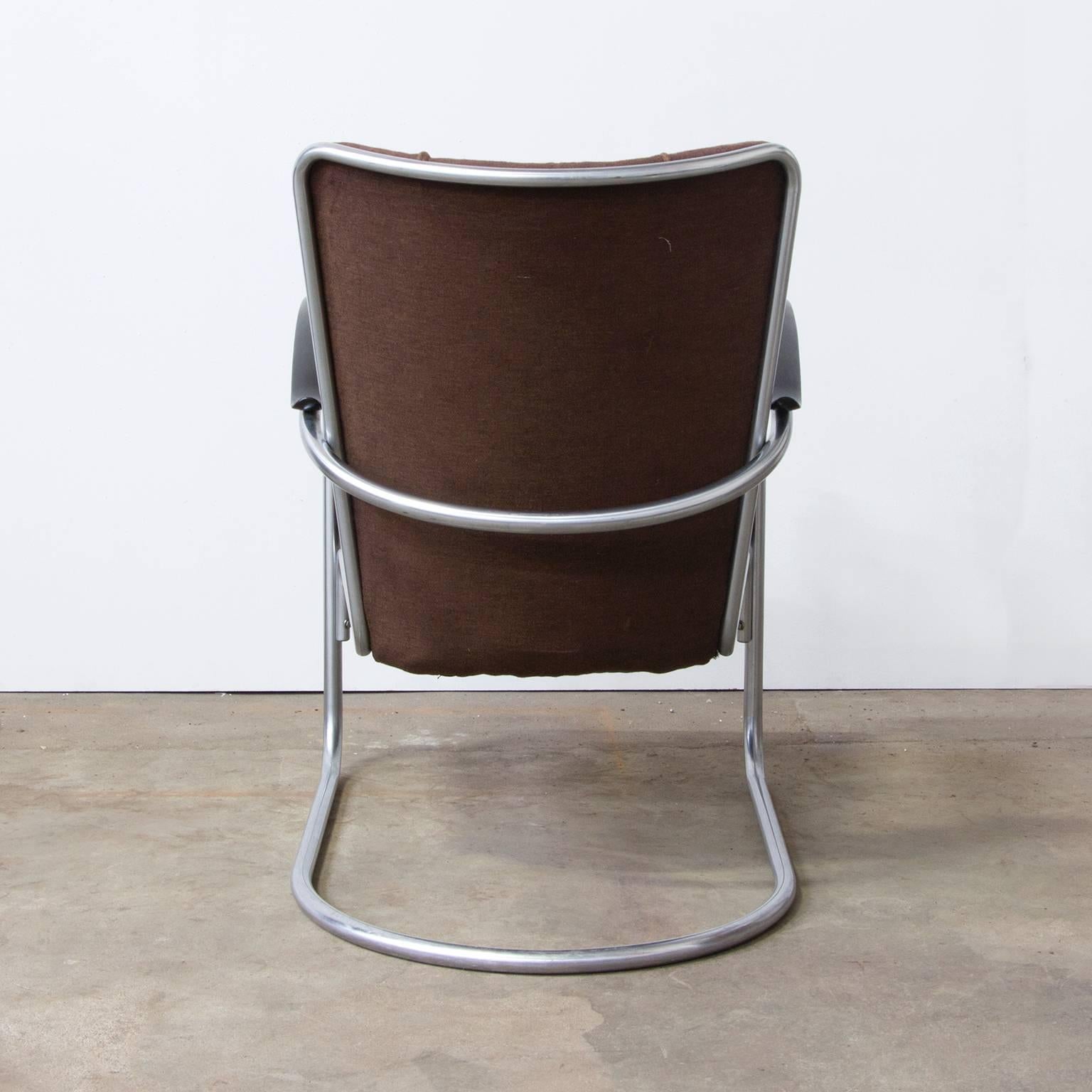 Mid-Century Modern 1932, W.H. Gispen for Gispen, 412 Easy Chair in It's Original Fabric For Sale