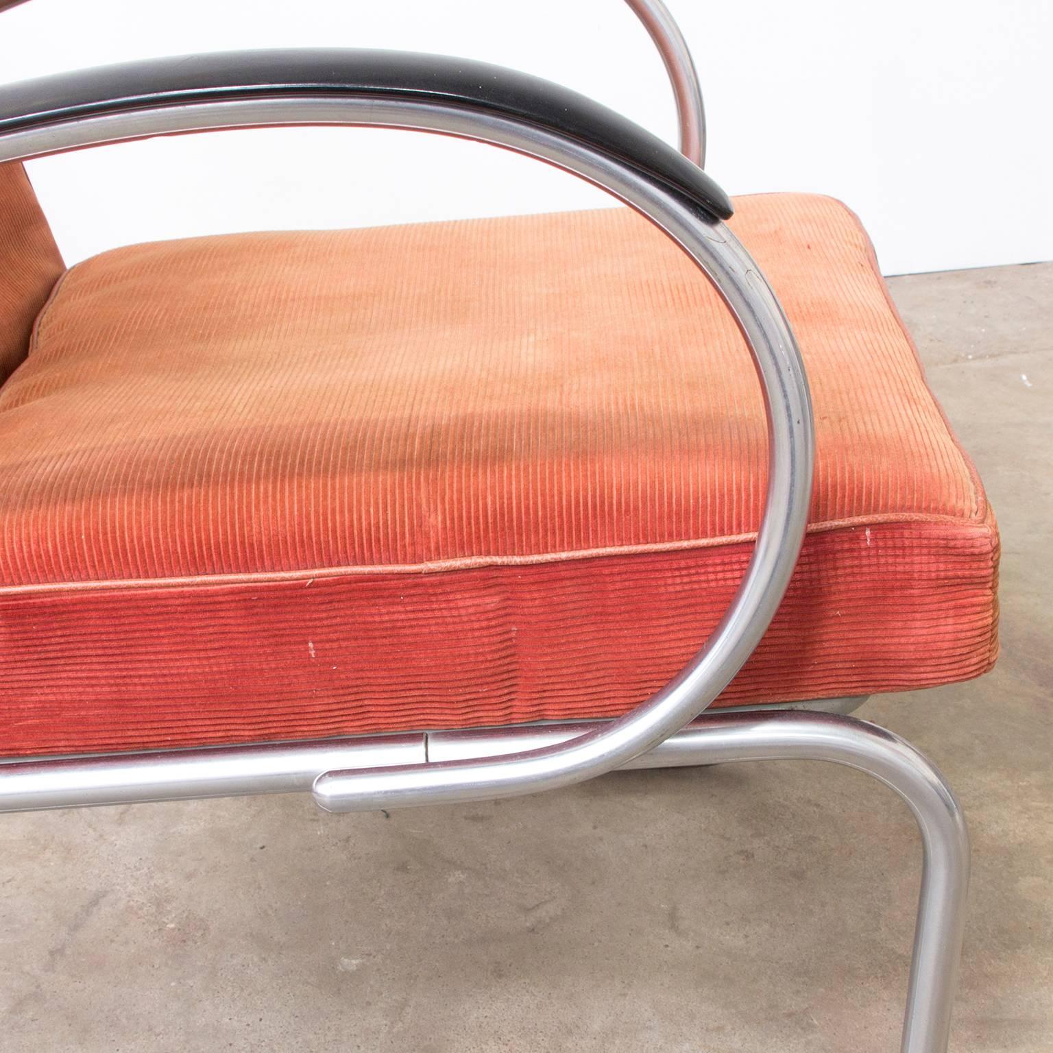 1933, W.H. Gispen für Gispen Culemborg, Easy Chair 409 aus Terrakotta (Metall) im Angebot