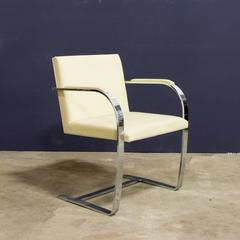 1928, Ludwig Mies van der Rohe, Early Knoll Set Brno Chairs in Crème Leather