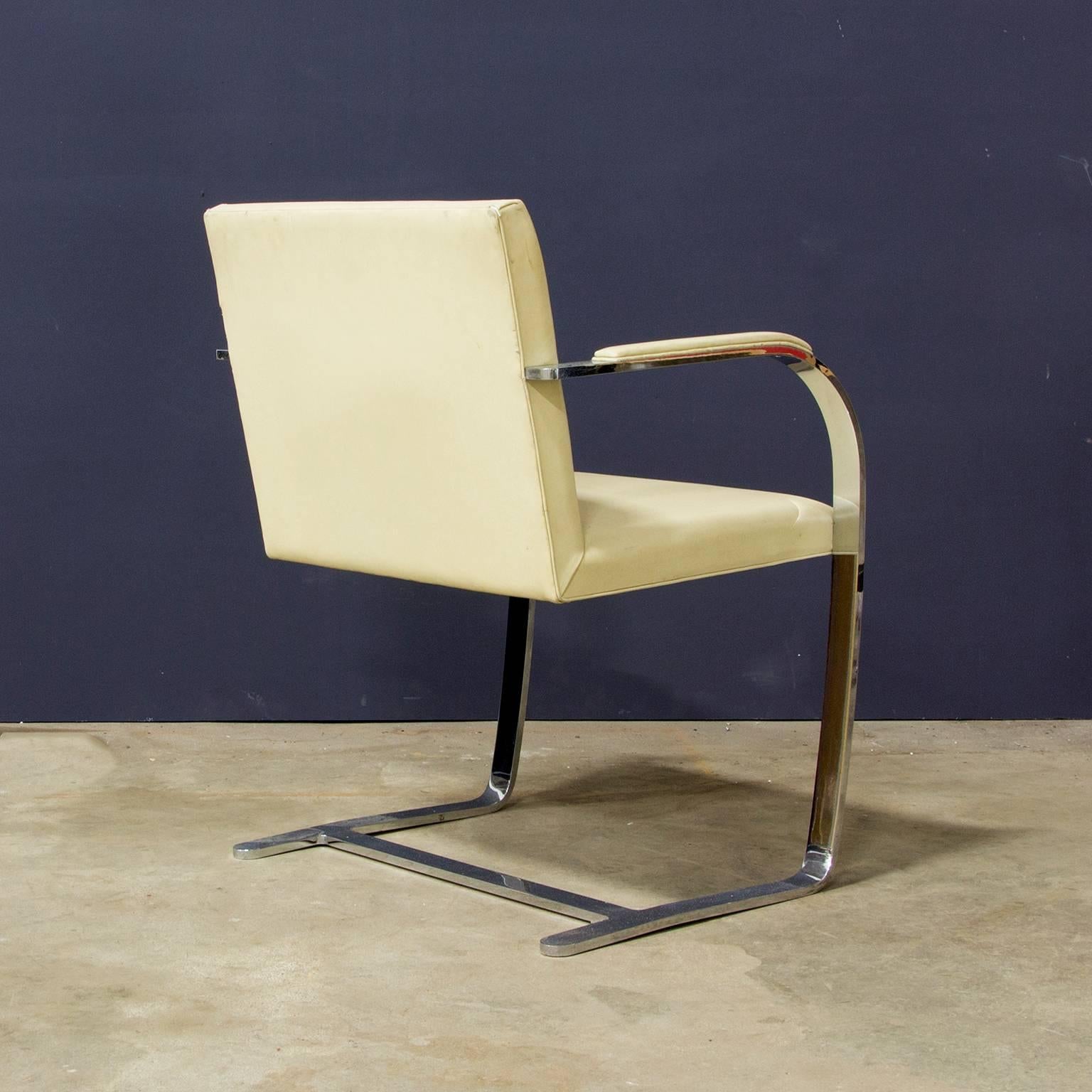German 1928, Ludwig Mies van der Rohe, Early Knoll Set Brno Chairs in Crème Leather