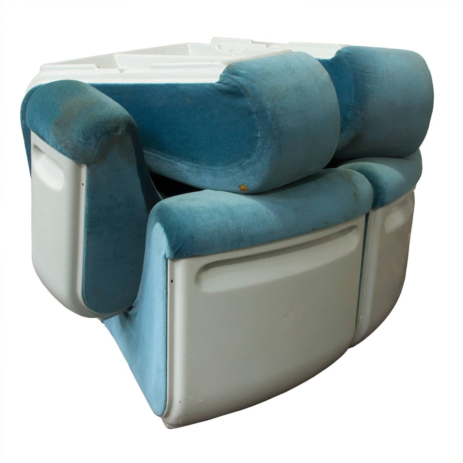 1969, Burkhardt Vogtherr for Rosenthal Studio-Linie, Turquoise Modulares Sofa For Sale 1