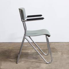 Cor Alons, siège en épingle à cheveux en chrome et vinyle gris, 1932