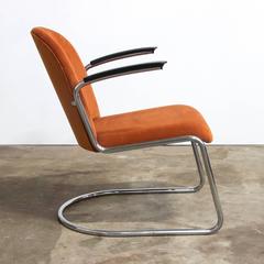 1935, W.H. Gispen by Gispen Culemborg, 413 Easy Chair in Terra Corduroi Fabric