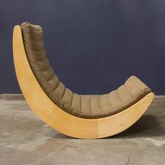 1974, Verner Panton, Rosenthal, Original Wooden Rocker with Original Upholstery