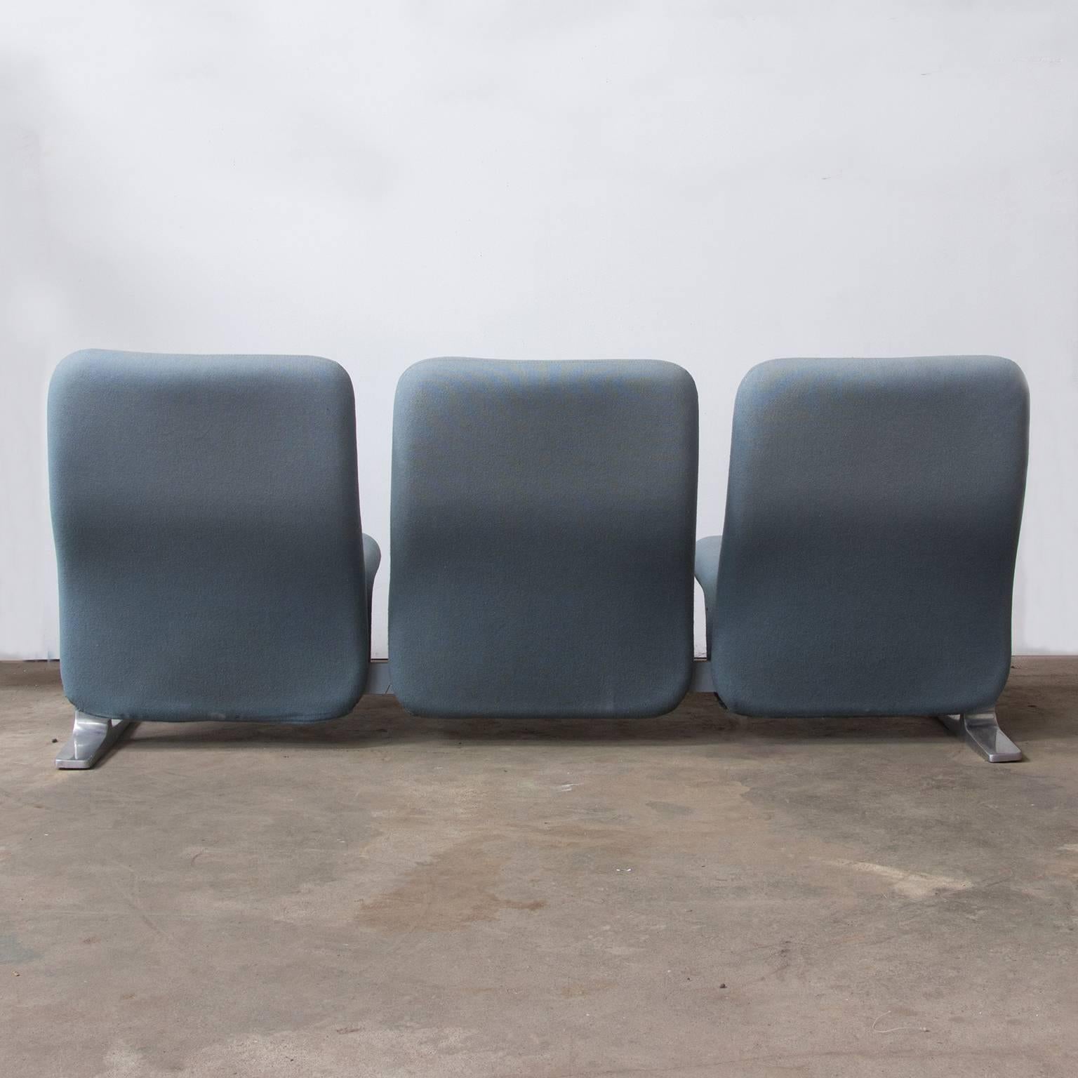 Dutch 1966, Pierre Paulin, Rare F784, Concorde Three-Seat Couch in Light Blue Fabric