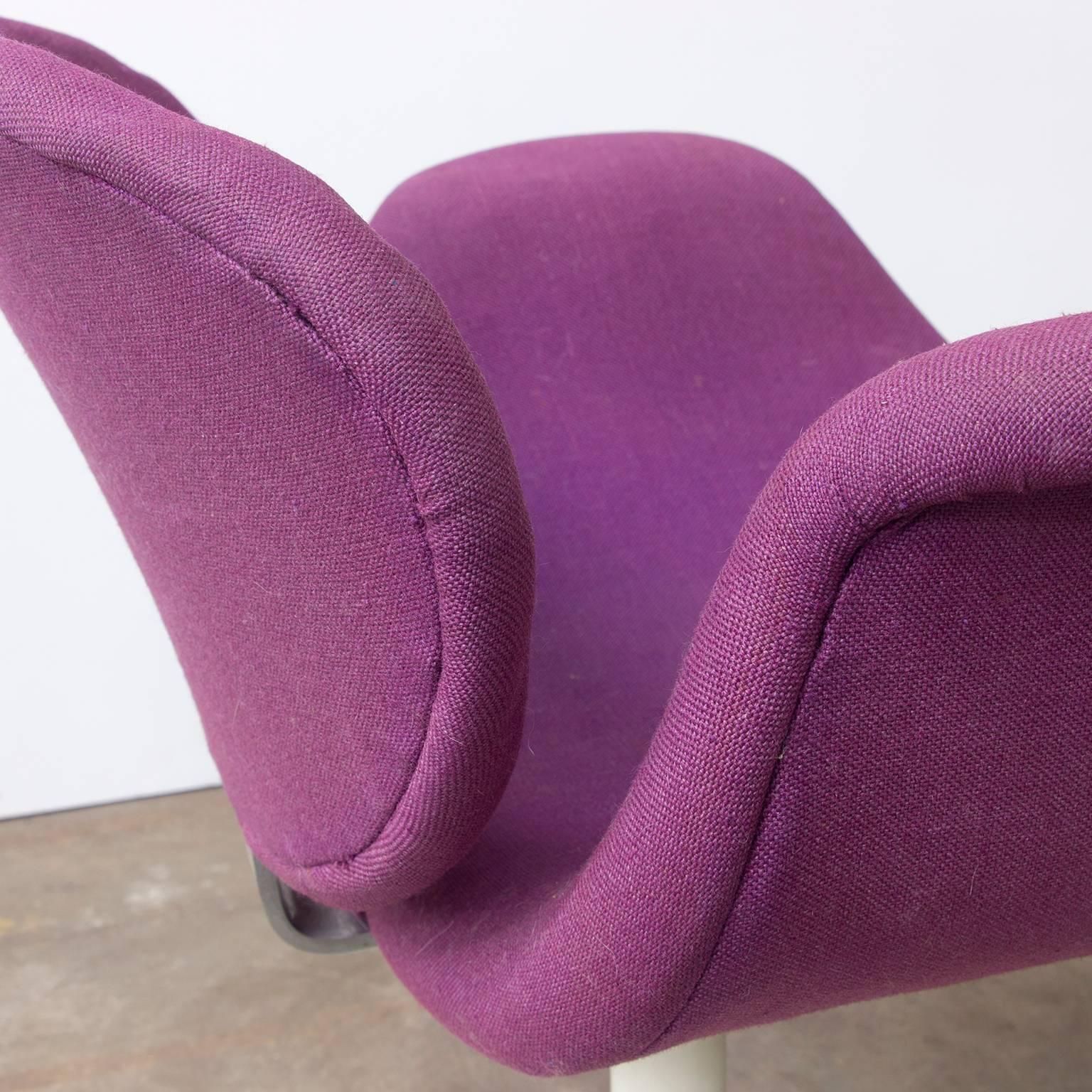 Base Metal 1965, Pierre Paulin for Artifort, Set Very Early Original Base and Purple Fabric