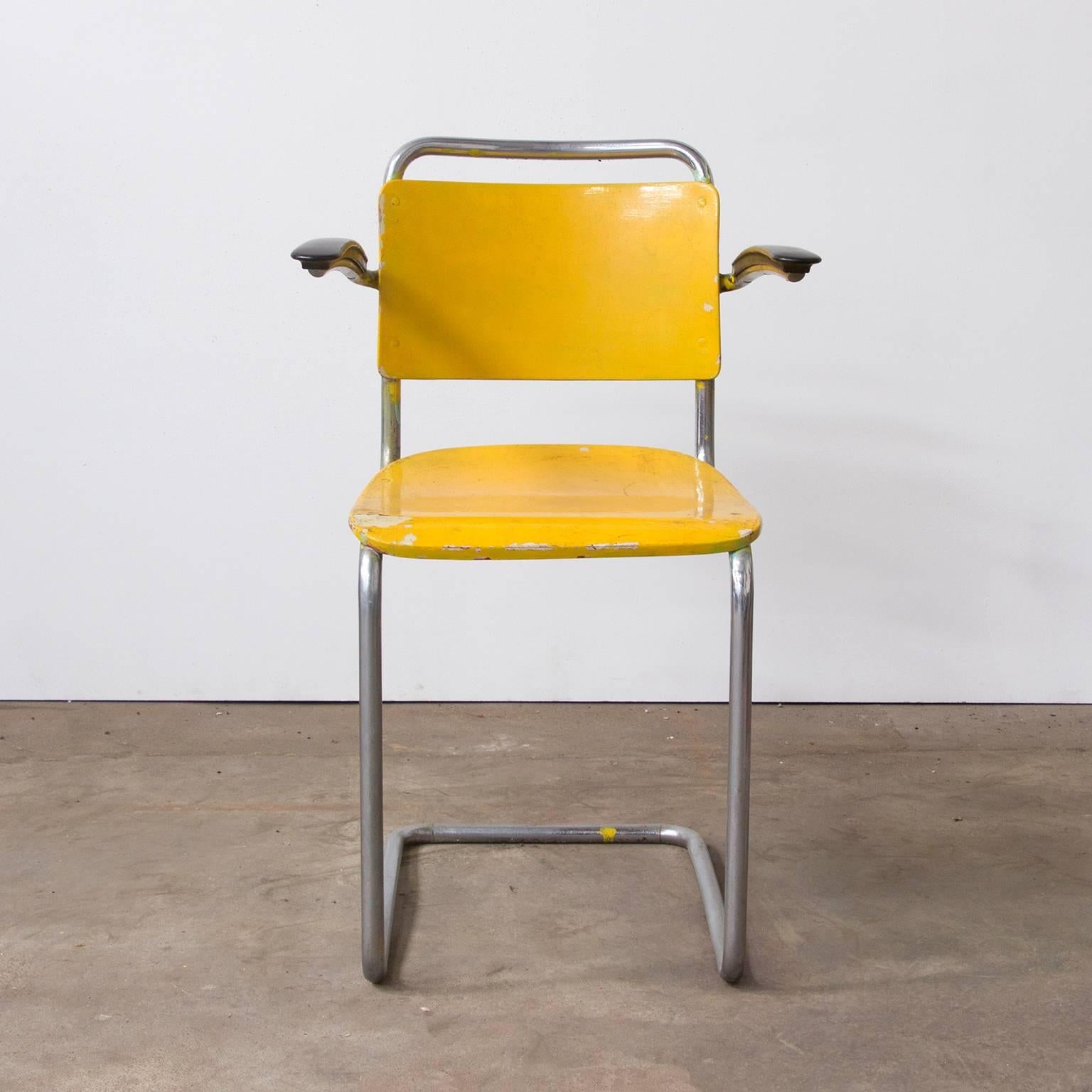 1932, W.H. Gispen for Gispen International, Pre Second World War 21/201 Chair In Fair Condition In Amsterdam IJMuiden, NL