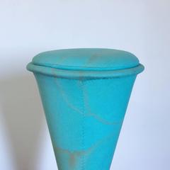 1958, Verner Panton for Rosenthal, Cone High Stool, Original Turqois Linen Fabri
