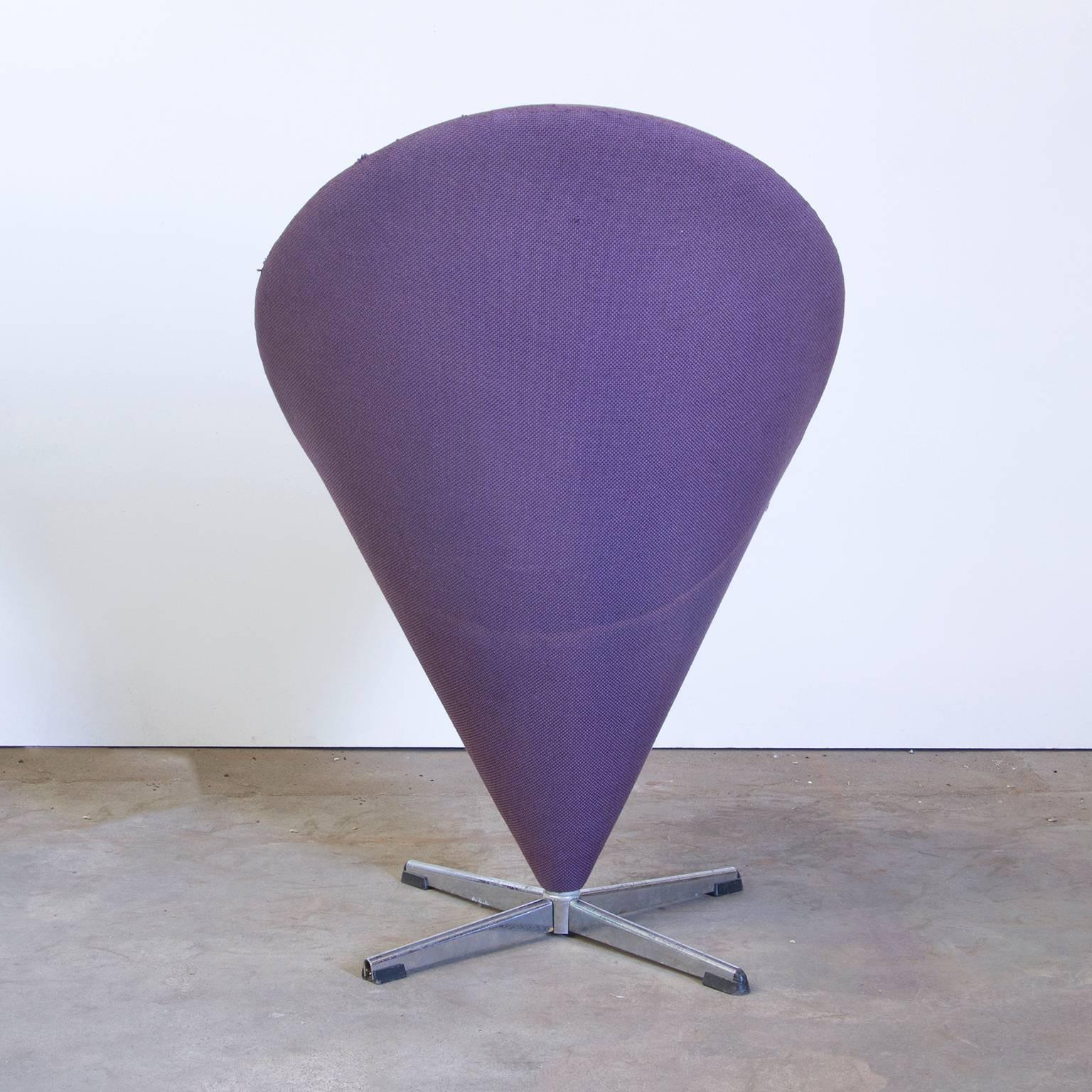 Danish 1958, Verner Panton for Rosenthal, Cone Chair in Original Purple Linen Fabric