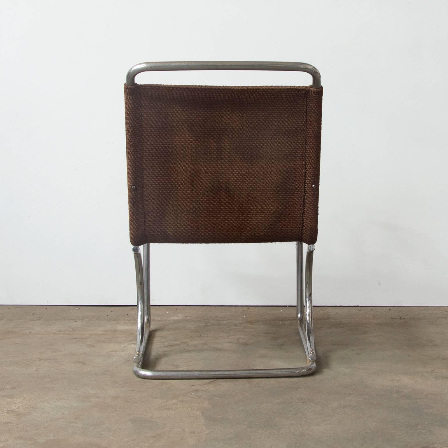 Dutch Circa 1930, Original, Early Tubular Easy Chair with Original Robe Woven Seat For Sale