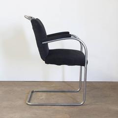 Original Early Vintage Tubular Side Chair, Black Manchester Fabric, circa 1930