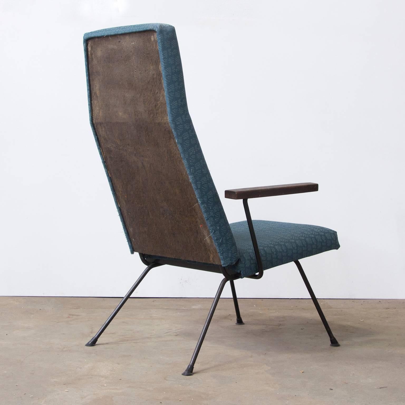 1959, Cordemeyer für Gispen, Easy Chair 140, Original Blauer Stoff aus den 1960er Jahren (Moderne der Mitte des Jahrhunderts) im Angebot
