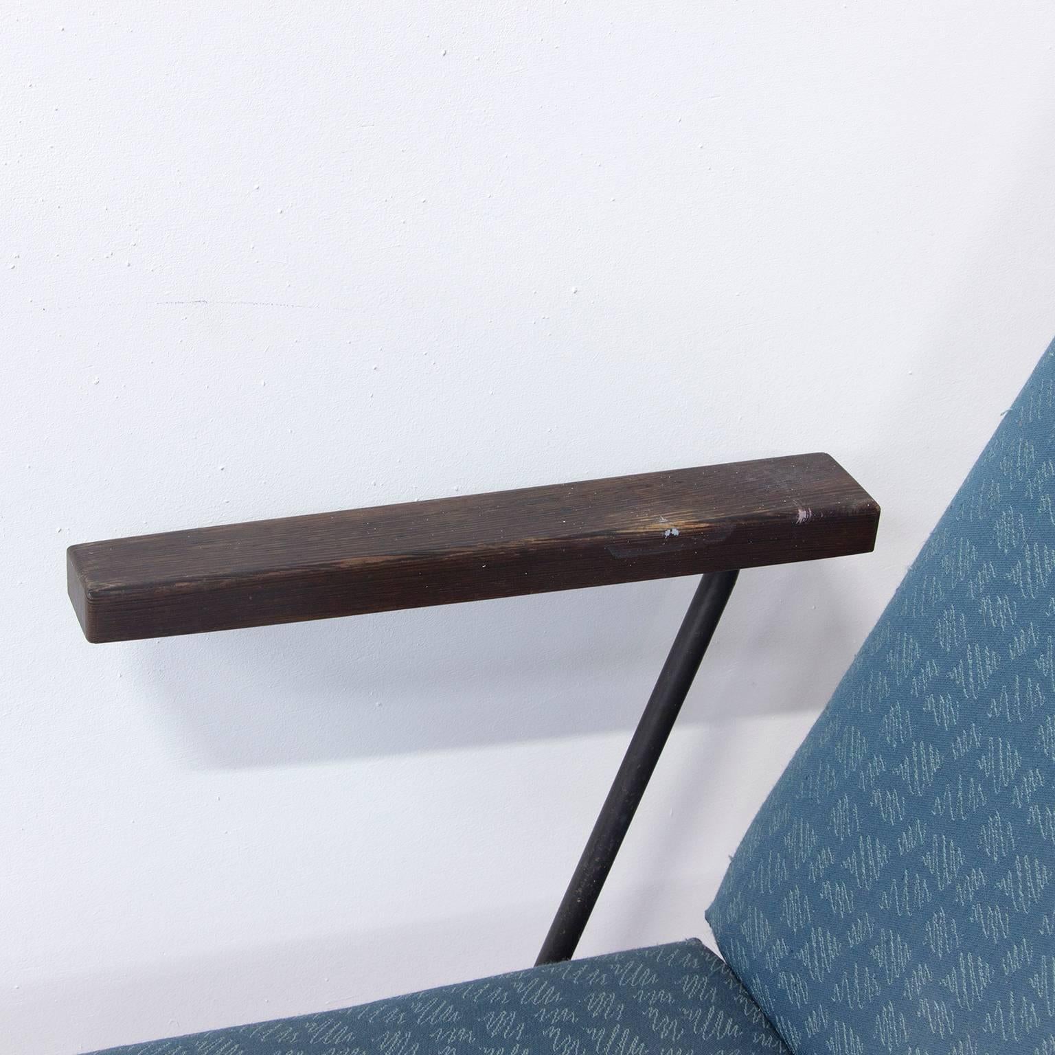 1959, Cordemeyer für Gispen, Easy Chair 140, Original Blauer Stoff aus den 1960er Jahren im Angebot 1