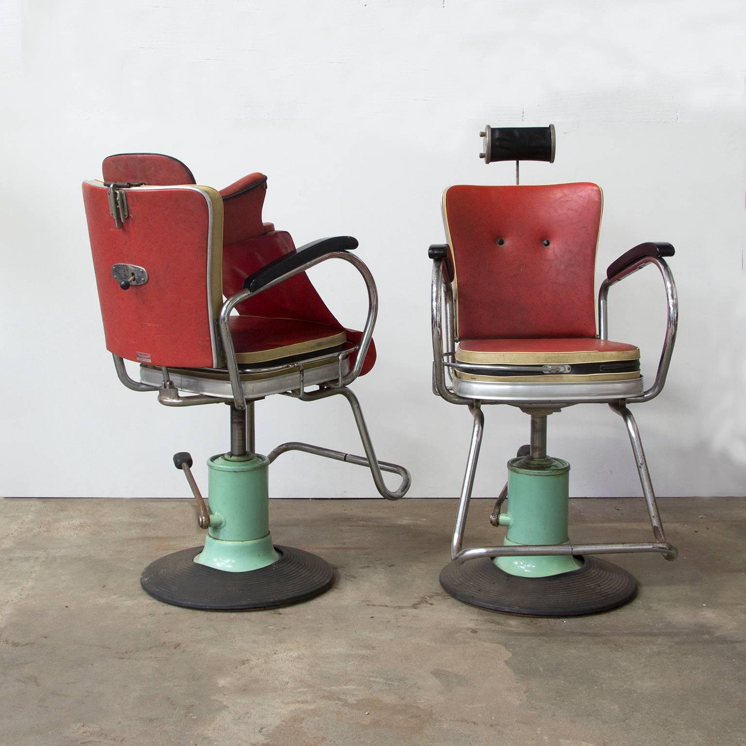 German Original 1950s Nubert Adjustable Barber Set Including Children Seat