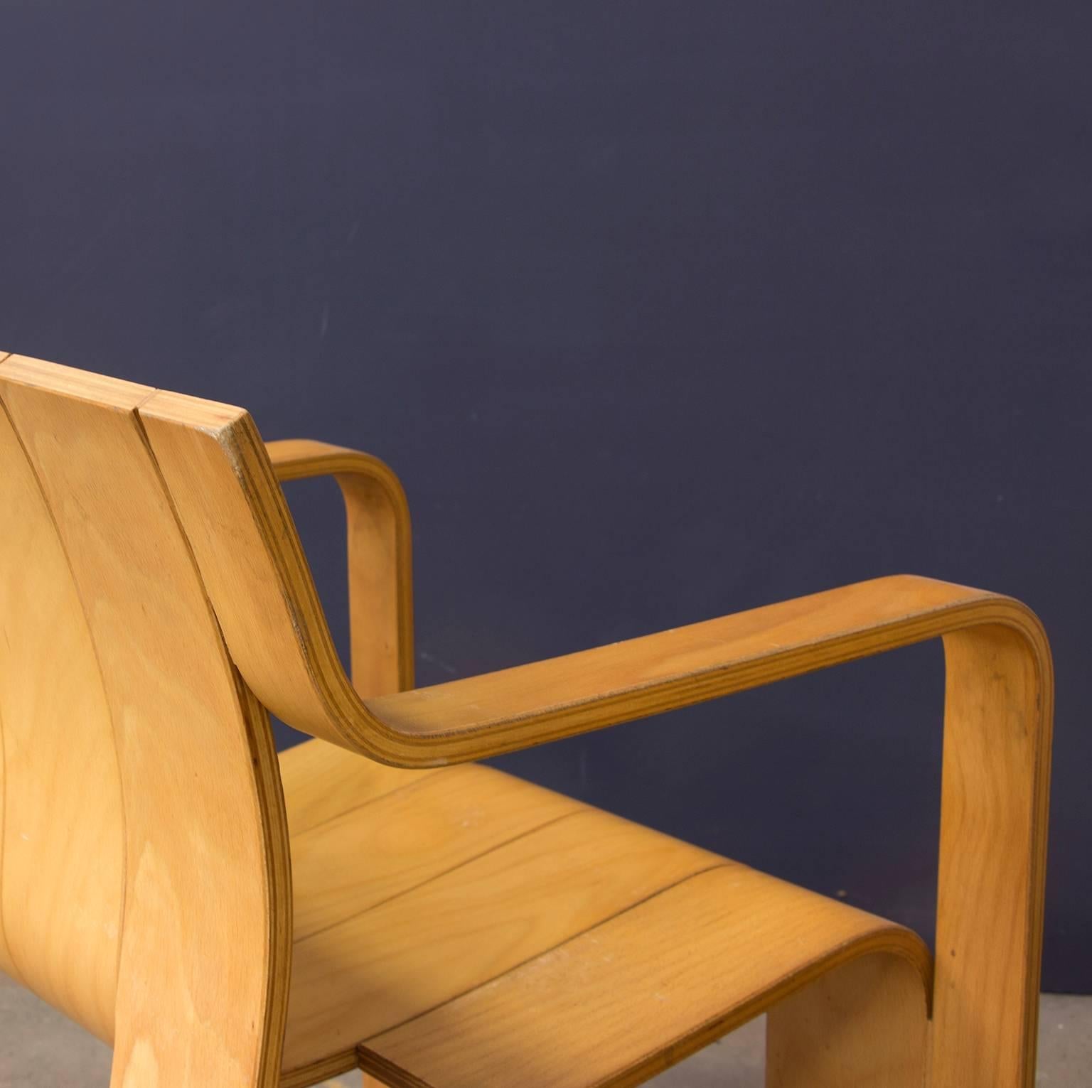 1974, Gijs Bakker for Castelijn, Set of Rare Stackable Wooden Strip Armchairs 1