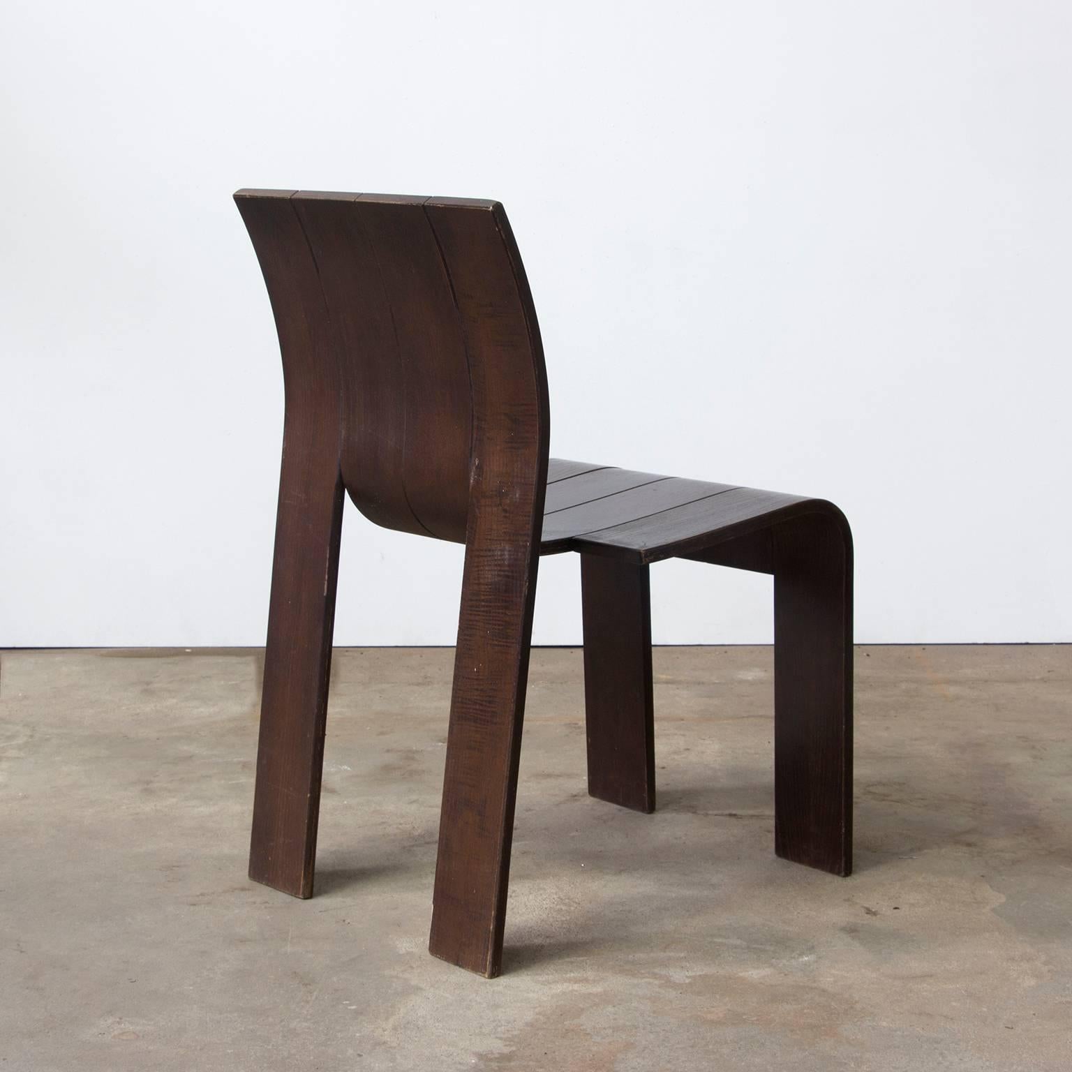 Mid-Century Modern 1974, Gijs Bakker for Castelijn, Set of Stackable Bended Wood Strip Chairs
