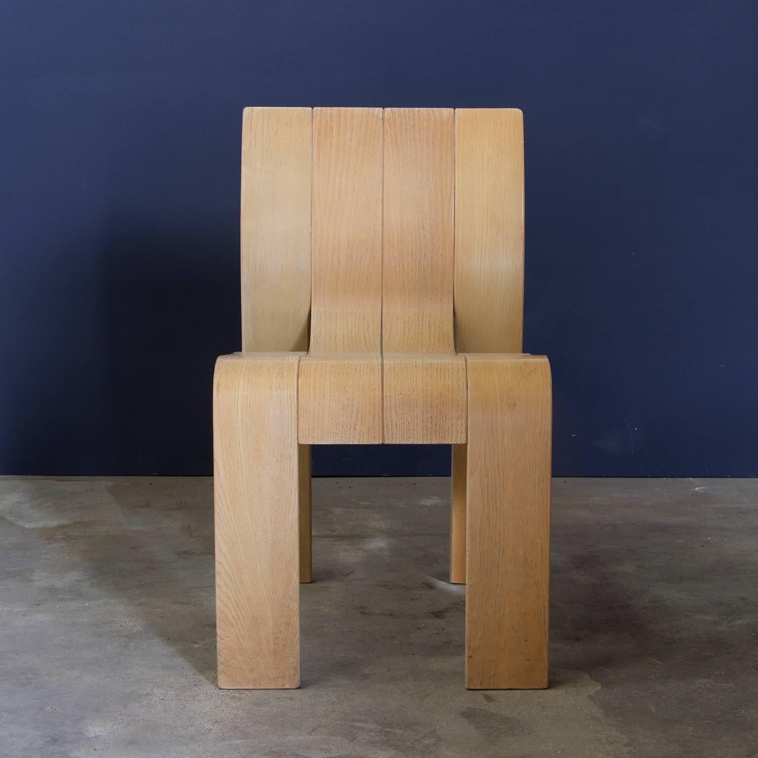 Late 20th Century 1974, Gijs Bakker for Castelijn, Set of Stackable Bended Wood Strip Chairs