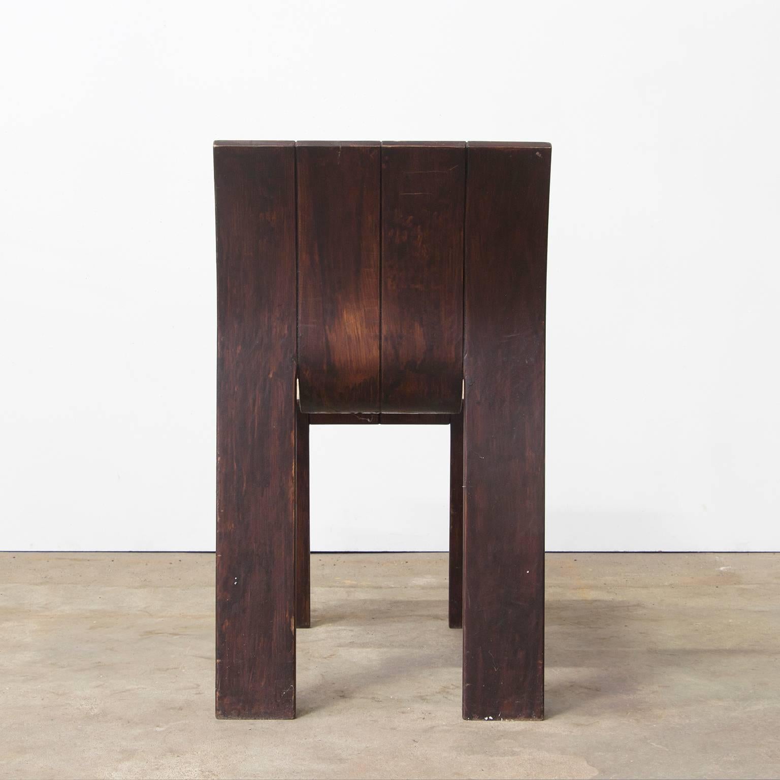 1974, Gijs Bakker, Castelijn, teilweise lackierter stapelbarer Stuhl mit gebogenen Holzstreifen, 1974 (Niederländisch)