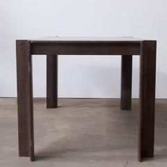 1974, Gijs Bakker für Castelijn, Brauner lackierter Esstisch mit Rectangel-Streifen