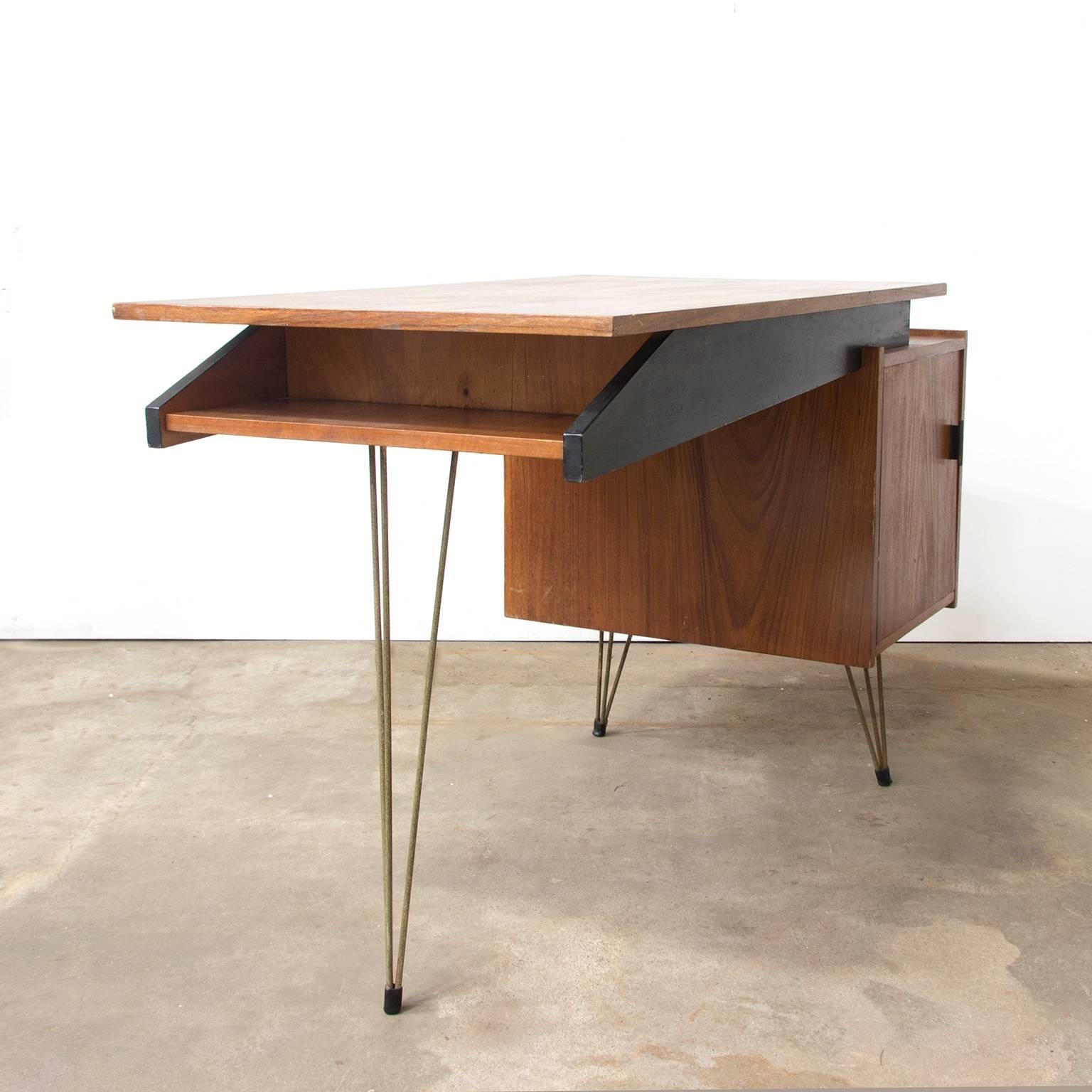 Mid-Century Modern Wooden Tiny, Elegant Office Desk, circa 1960