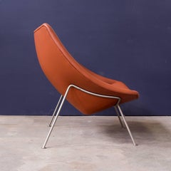 1959, Pierre Paulin, Large Early Oyster, Easy Chair F157 in Brown Leather