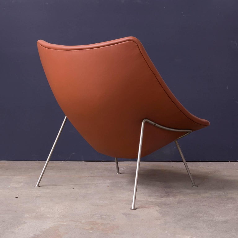 Mid-Century Modern 1959, Pierre Paulin, Large Early Oyster, Easy Chair F157 in Brown Leather