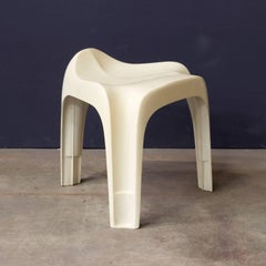 Plastic Organic Stool in White, circa 1970