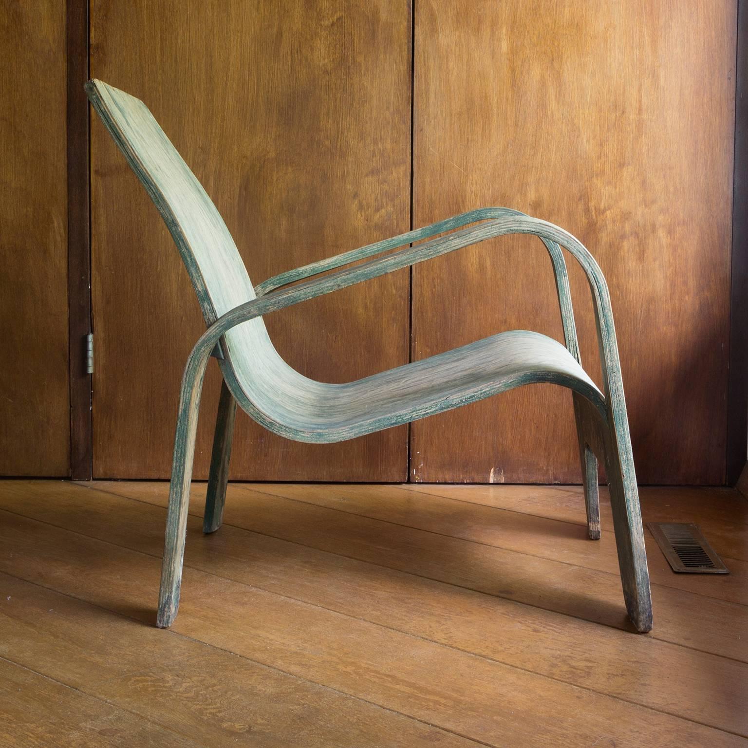 Mid-Century Modern 1940, Han Pieck, Plywood Lounge Armchair for Lawo in Green as Published on Book For Sale