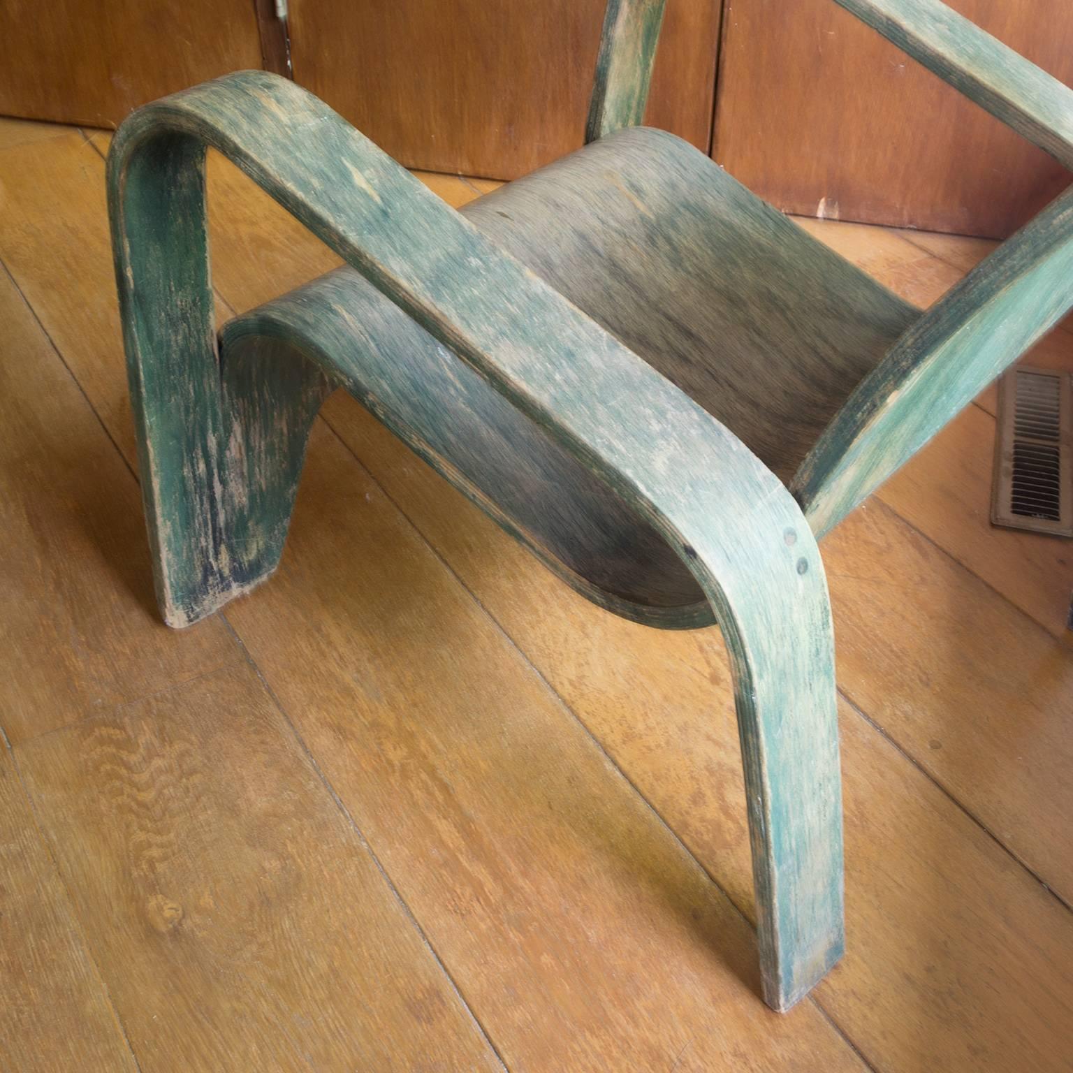 Mid-20th Century 1940, Han Pieck, Plywood Lounge Armchair for Lawo in Green as Published on Book For Sale