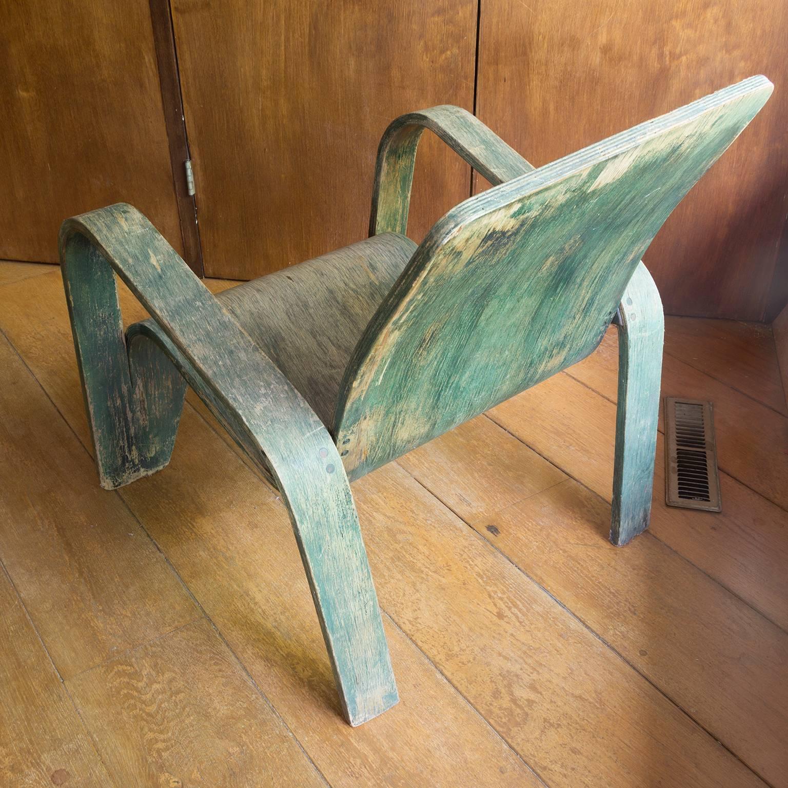 1940, Han Pieck, Plywood Lounge Armchair for Lawo in Green as Published on Book For Sale 2