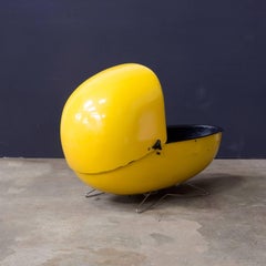 Original Travel Cradle in Bright Yellow Fiberglass / Black Interior, circa 1960