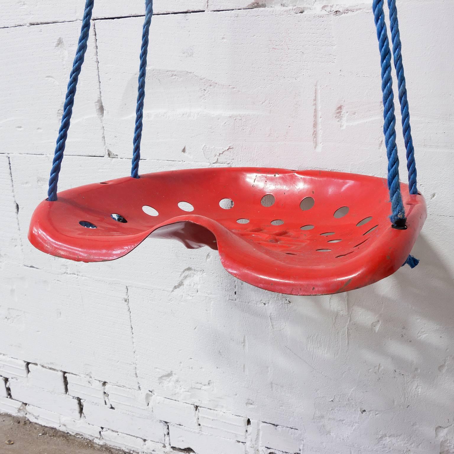 Swing Tractor Seat Chair, in Red like Achille Castiglione Stool, circa 1970 In Good Condition For Sale In Amsterdam IJMuiden, NL