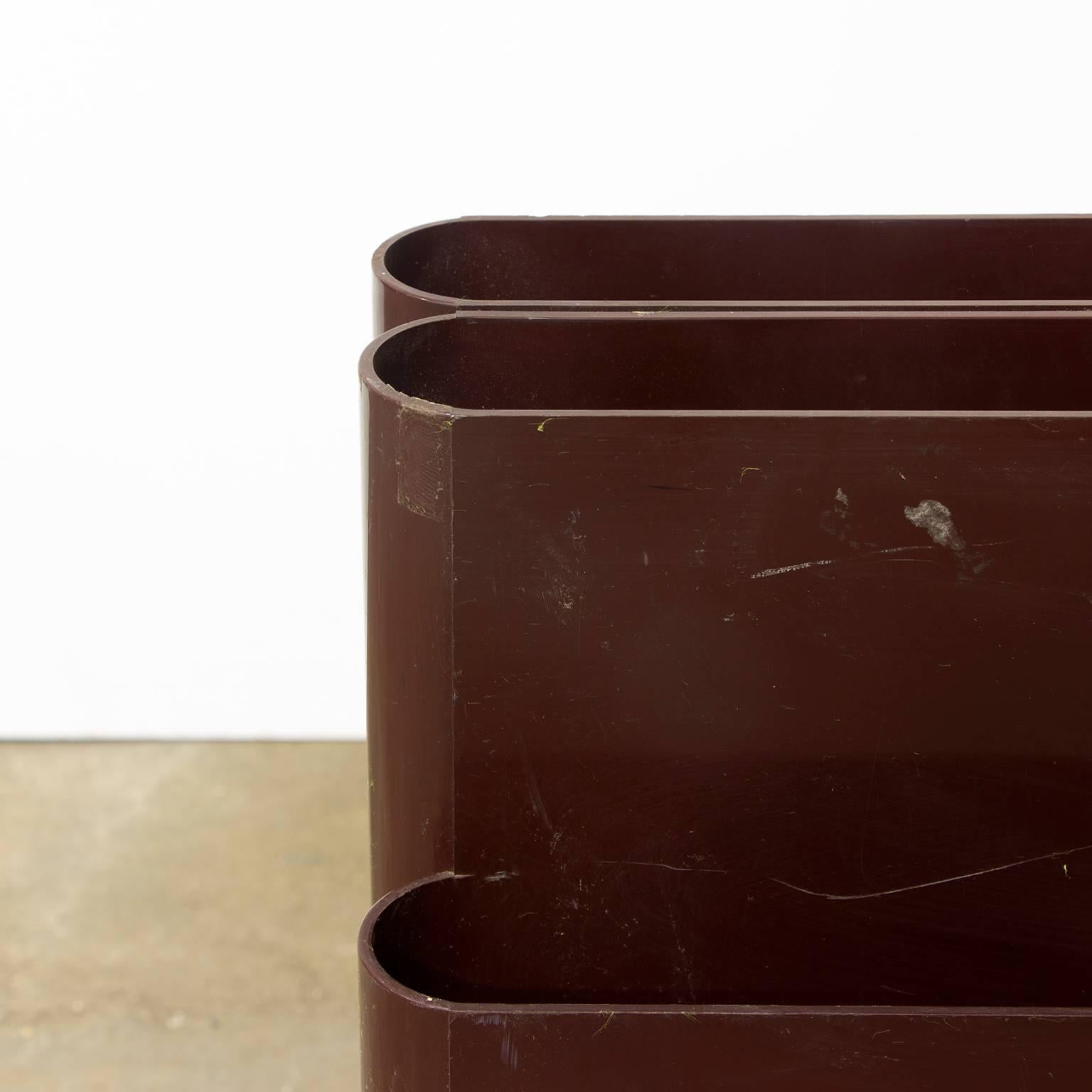 Plastic 1972, Giotto Stoppino for Kartel, Magazine Rack in Chocolate Brown