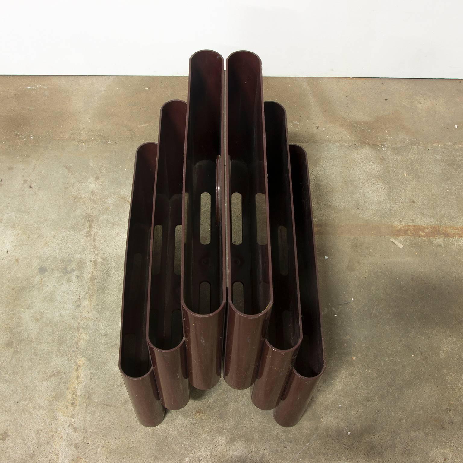 Mid-Century Modern 1972, Giotto Stoppino for Kartel, Magazine Rack in Chocolate Brown