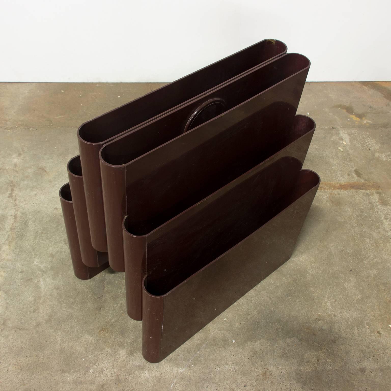 Italian 1972, Giotto Stoppino for Kartel, Magazine Rack in Chocolate Brown