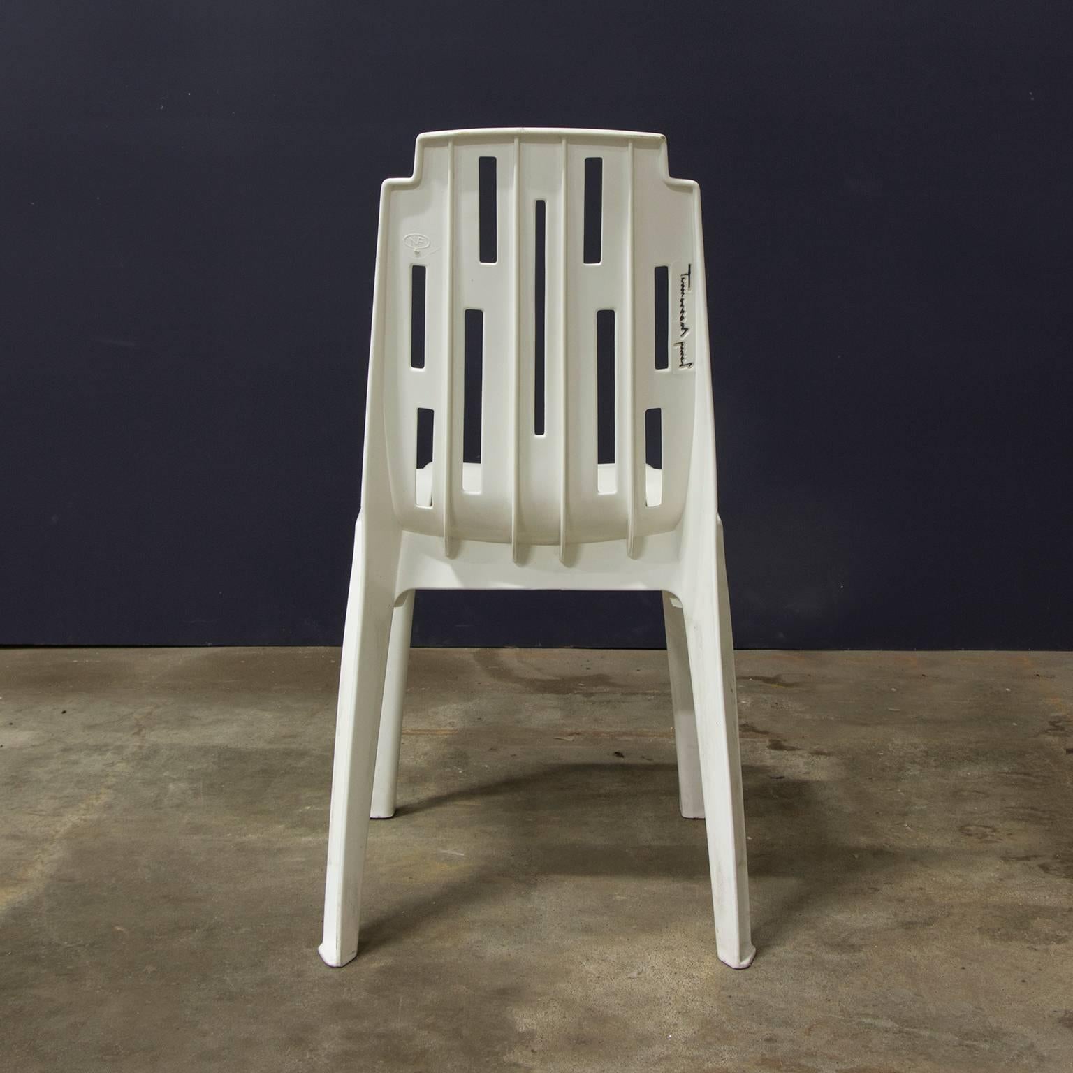 French 1974, Pierre Paulin, Ten Very Elegant Comfortable Light White Garden Chairs For Sale