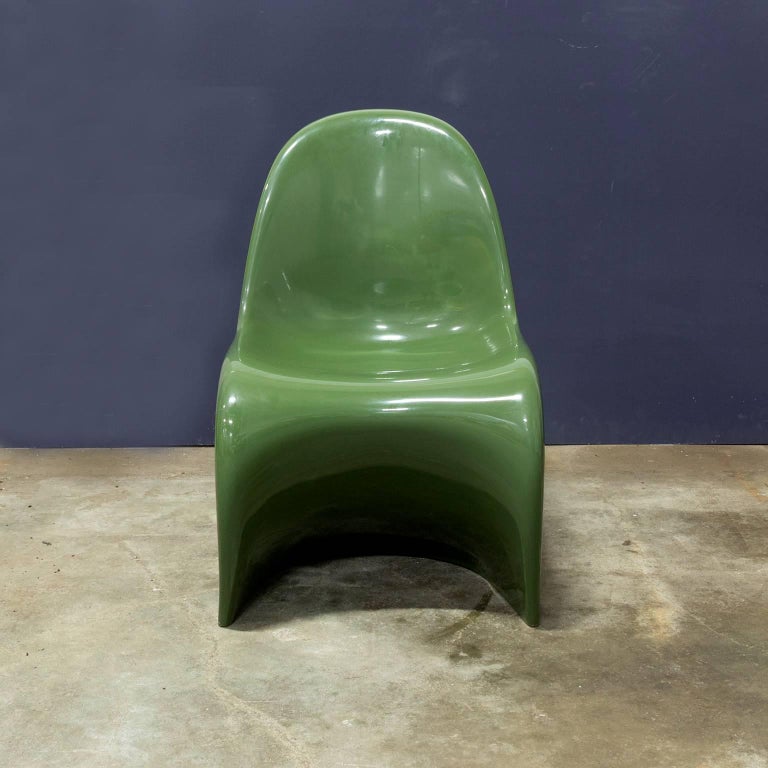 Danish 1965, Verner Panton, Stacking Chair, Herman Miller, First Edition in Green For Sale
