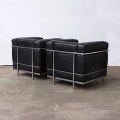 1928, Le Corbusier, LC2 Easy Chair Black Leather by Cassina