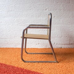 Tubular Children Chair, Wood and Chrome, circa 1965