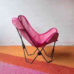 1960, Hardoy, Ferrari, Black Foldable Children Butterfly Chair with Pink Cover