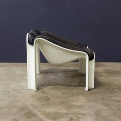 1963, Pierre Paulin, F303 Easy Chair for Artifort, off White and Vintage Leather